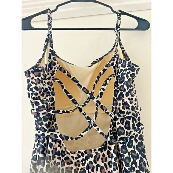 Women's XL AQUA GREEN Leopard Animal Print One Piece‎ Spaghetti Strap Swimsuit - Picture 3 of 6